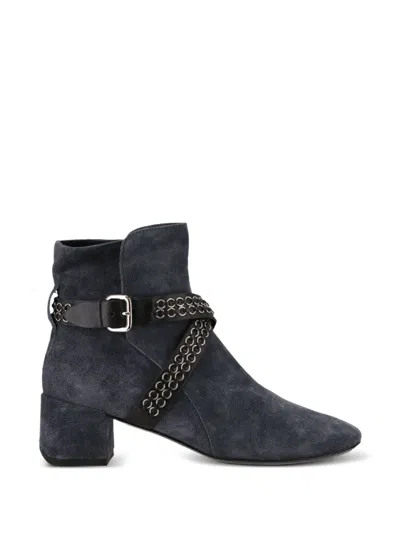 Tod's Buckled Chain-embellished Ankle Boots In Blue