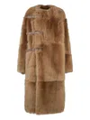 Tod's Buckled Shearling Coat In Brown