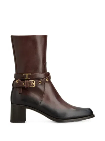 Tod's Buckled T Timeless Boots In Brown