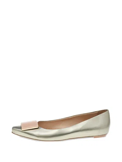 Pre-owned Tod's Buckle-detail Ballet Flats In Silver