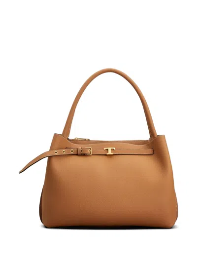 Tod's Buckle-detail Tote Bag In Brown