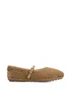 Tod's Buckle-strap Shearling Ballet Flats In Multi