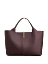 Tod's Medium Leather Shopping Bag With Gold-tone Hardware In Burgundy