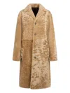 Tod's Button Shearling Coat In Neutral