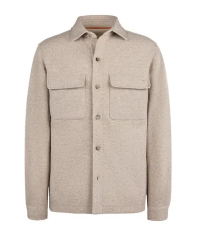 Tod's Shirt Jacket In Cashmere Blend Jersey In Neutral