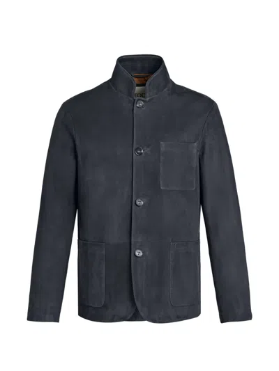 Tod's Buttoned Suede Jacket In Blue