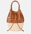 Tod's Bux Raffia-trimmed Leather Bucket Bag In Neutrals