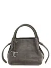 Tod's T Timeless Suede Shoulder Bag In Gray