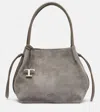 Tod's Buz Medium Suede Bucket Bag In Gray