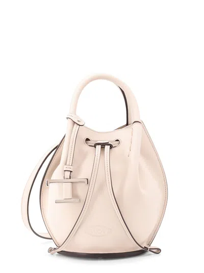 Tod's Mini Leather Bucket Bag In Neutral