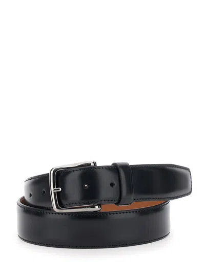 Tod's Black Belt With Adjustable Buckle Closure In Leather Man