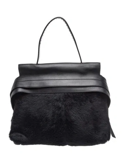 Pre-owned Tod's Calf Hair Top Handle Bag In Black