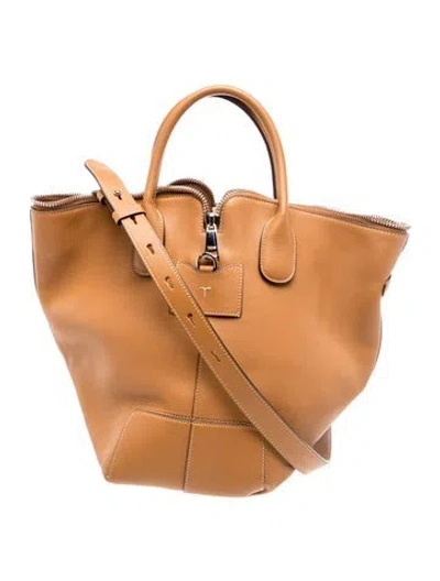 Pre-owned Tod's Calf Leather Di Swing Medium In Brown