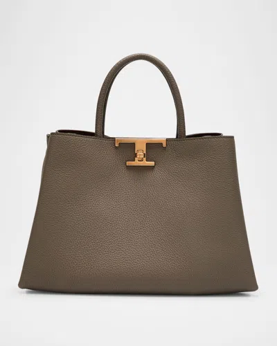 Tod's Calf Leather Top-handle Bag In Tortora Scuro