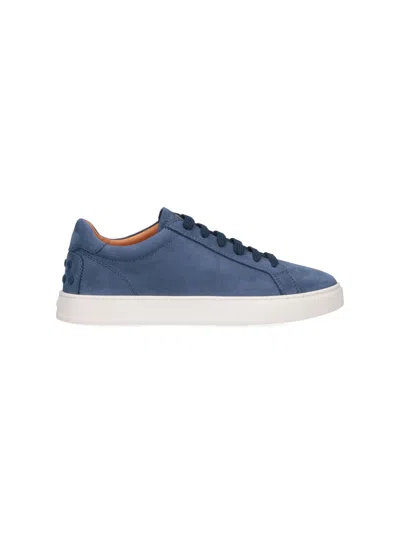 Tod's Calf Nubuck Sneakers In Blue