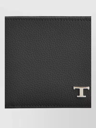 Tod's Calfskin Bi Fold Textured Leather Wallet