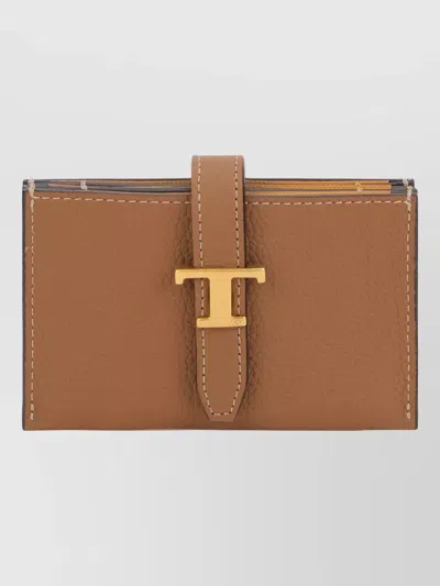 Tod's Calfskin Keyring Wallet Smooth Leather In White
