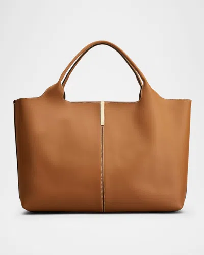 Tod's Calfskin Leather Shopping Top-handle Bag In Kenia/cacao