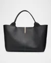 Tod's Black Tote Bag With Logo Plaque On The Front And Contrasting Stitching In Nero