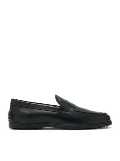 Tod's Calfskin Moccasin With Monogram Masks In Black