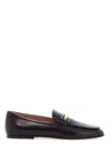 Tod's Black Calfskin Womens Loafers With Metallic Band In Black