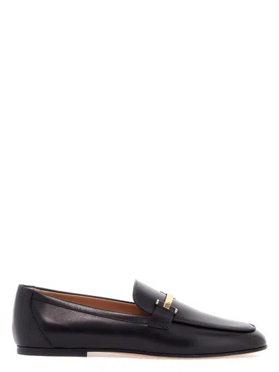 TOD'S CALFSKIN WOMEN'S LOAFERS WITH METALLIC BAND