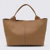 Tod's Beige Tote Bag With Two Top Handles And Logo Plaque On The Front In Leather Woman In Brown