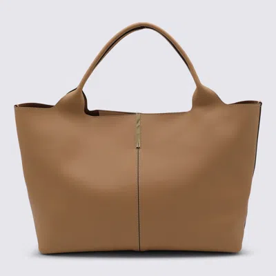 TOD'S CAMEL LEATHER TOP HANDLE BAG
