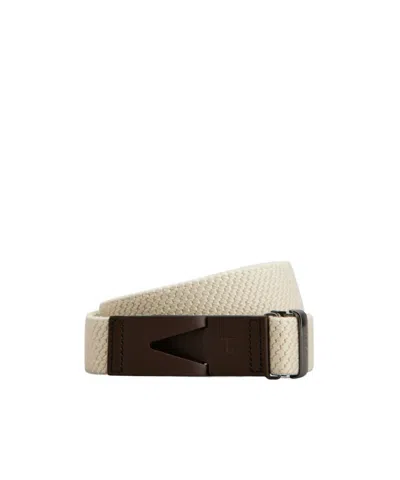 Tod's Canvas And Leather Belt In Neutral