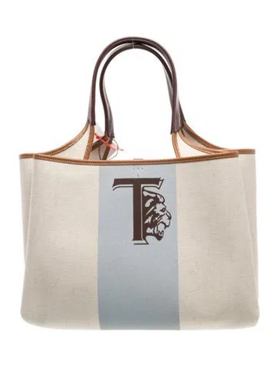 Pre-owned Tod's Canvas Bucket Bag In Neutral