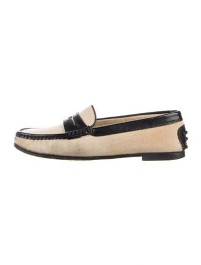Pre-owned Tod's Canvas Colorblock Pattern Loafers In Neutral