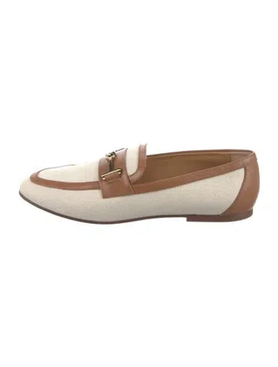 Pre-owned Tod's Canvas Colorblock Pattern Loafers In Neutral