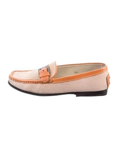 Pre-owned Tod's Canvas Colorblock Pattern Loafers In Neutral