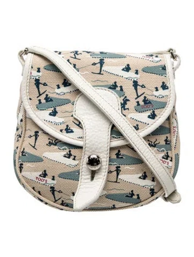Pre-owned Tod's Canvas Crossbody Bag In Neutrals