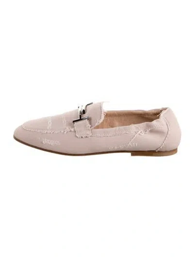 Pre-owned Tod's Canvas Distressed Accents Loafers In Pink