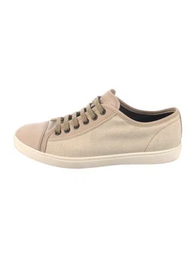 Pre-owned Tod's Canvas Leather Trim Embellishment Sneakers In Neutral