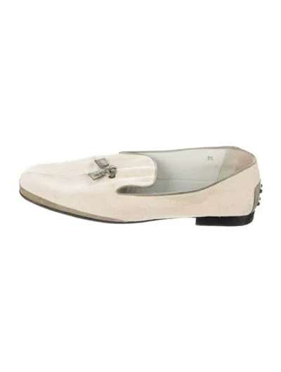 Pre-owned Tod's Canvas Loafers In Neutrals