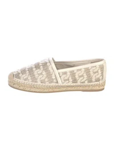 Pre-owned Tod's Canvas Patterned Espadrilles In Neutrals