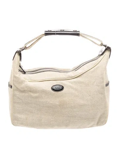 Pre-owned Tod's Canvas Shoulder Bag In Neutrals/red