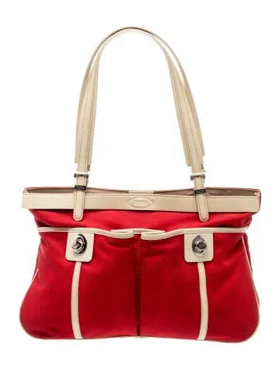 Pre-owned Tod's Canvas Shoulder Bag In Red