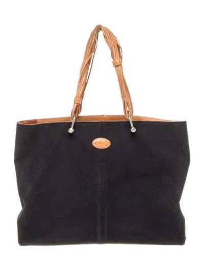 Pre-owned Tod's Canvas Top Handle Bag In Black