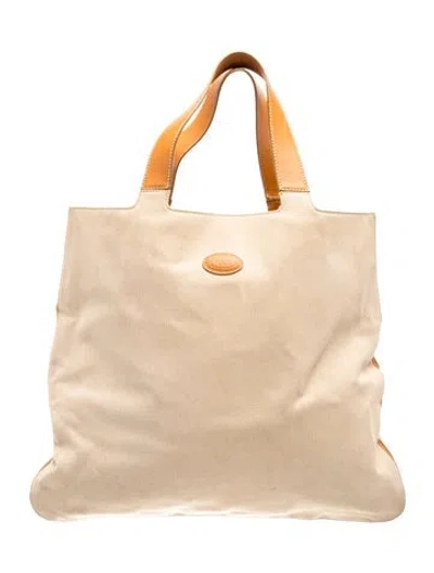 Pre-owned Tod's Canvas Top Handle Bag In Neutral