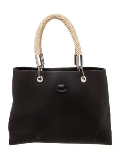 Pre-owned Tod's Canvas Tote In Black