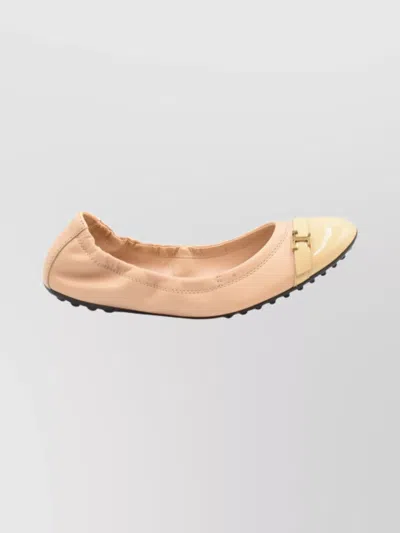 TOD'S CAP TOE PATENT LOAFERS WITH ELASTIC TRIM