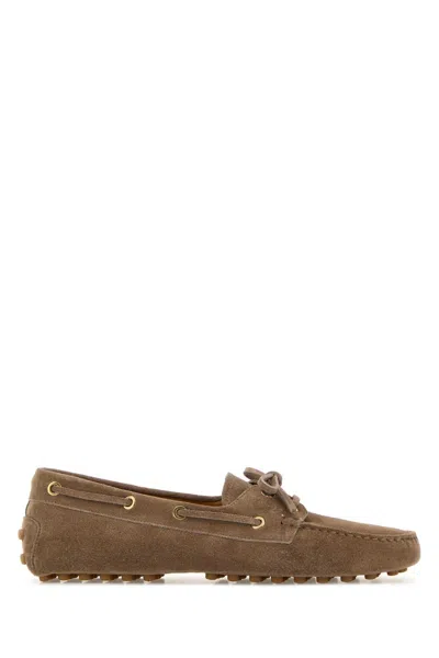 Tod's Cappuccino Suede Loafers In Brown