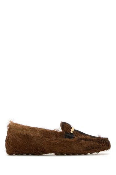 Tod's Caramel Calf Hair Loafers In Brown