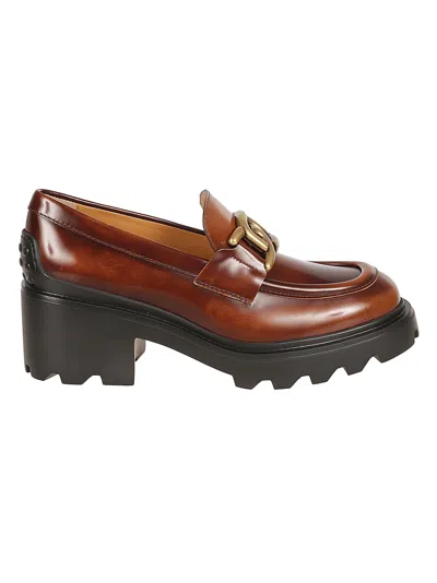 Tod's Leather Loafers In Brown