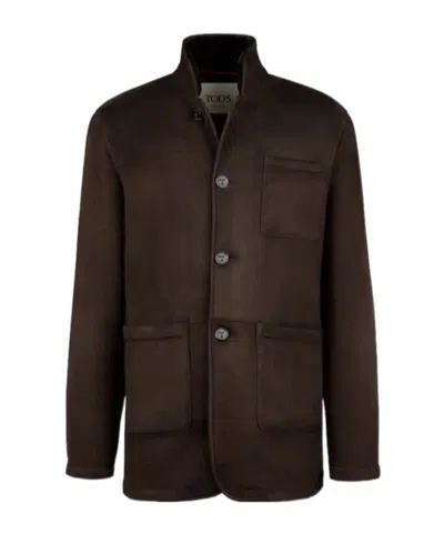 Tod's Castello Jacket In Shearling Velour In Brown