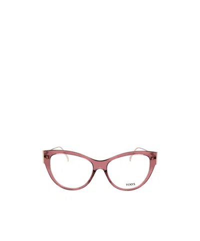 Tod's Cat Eye Frame Plain Glasses In Pink
