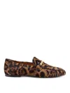 Tod's Brown Loafers With Logo Plaque On The Front And All-over Leopard Motif In Suede Woman In Brown